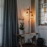 Landelijke vloerlamp zwart met hout 2-lichts met kap - Dami Frame