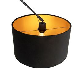 Závěsné-svítidlo-černé-s sametovým-stínítkem-černým-se-zlatem-35-cm---Blitz