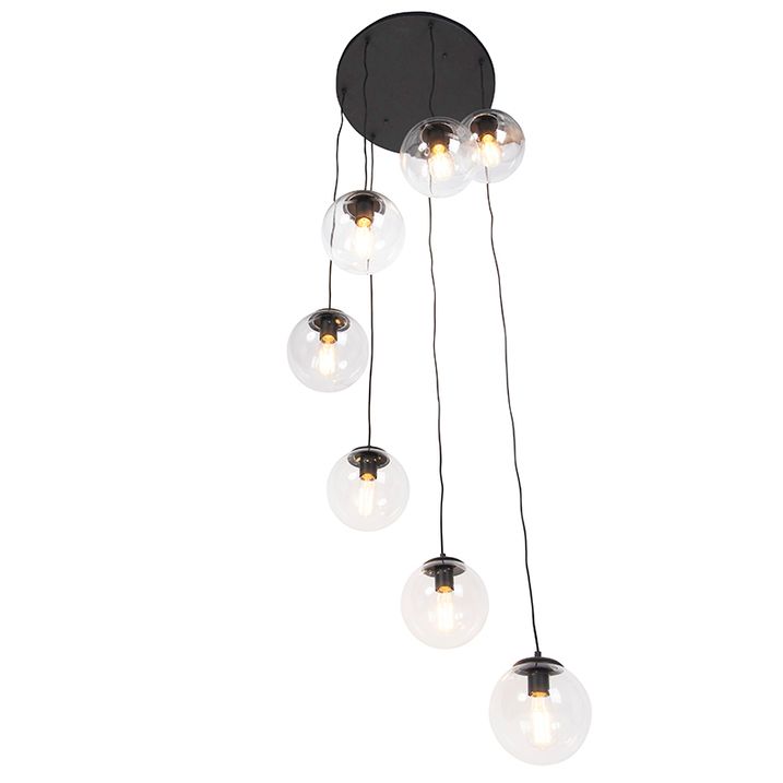 Art Deco Pendelleuchte schwarz 7-Licht - Pallon