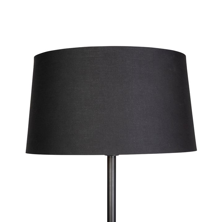 Smart vloerlamp zwart met zwarte kap 45 cm incl. Wifi A60 - Simplo