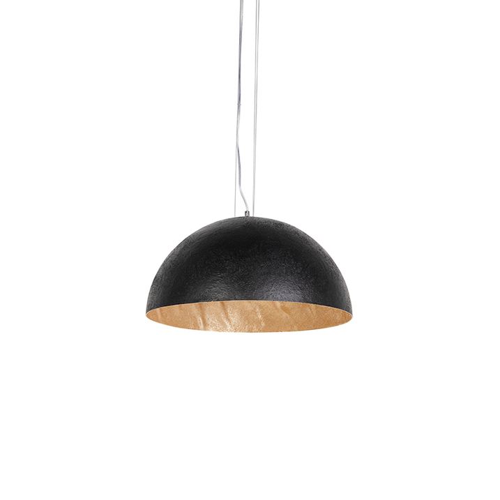 Candeeiro de suspensão industrial preto com dourado 50 cm - Magna