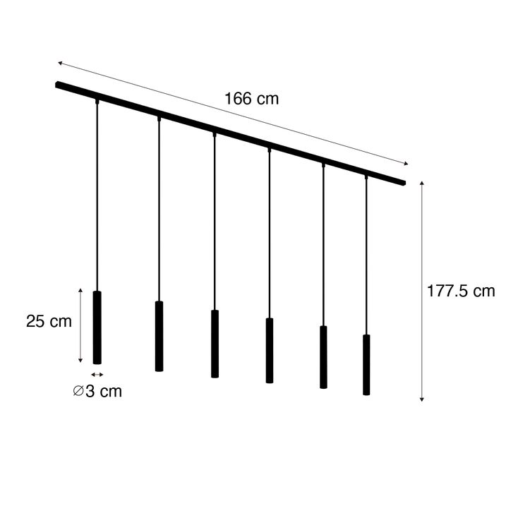 Modern Track Lighting System with 6 White Pendant Lights 1-Phase - Slimline Keno