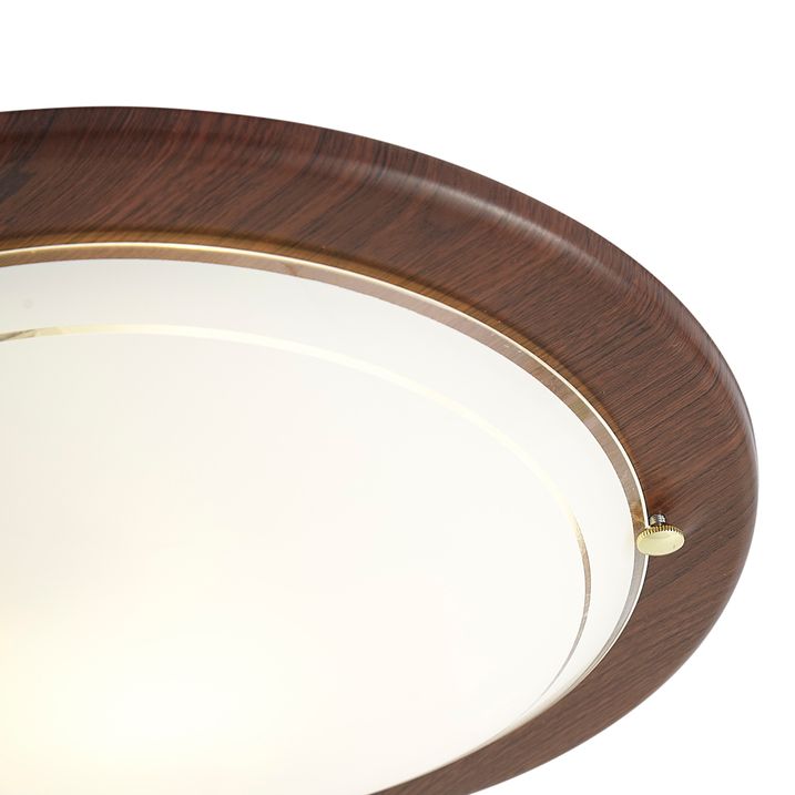 Klassieke plafonnière walnoot hout met wit glas - Mesiac