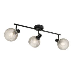 Spot de design negru cu sticlă fumurie cu 3 lumini - Chico
