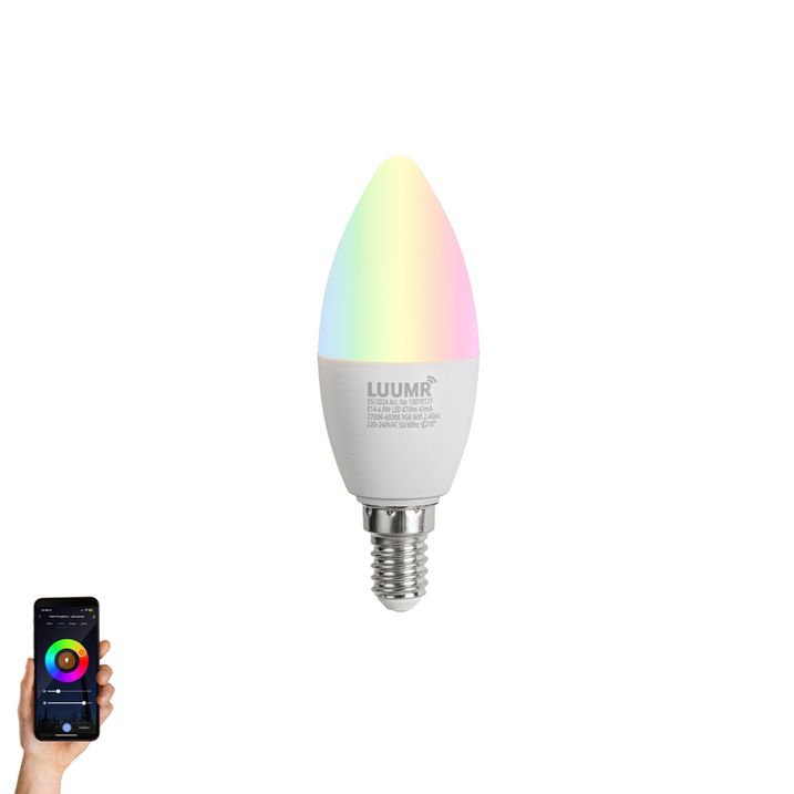 Интелигентна LED крушка E14 C37 Опал RGBW 4.9W 470lm 2700-6500K