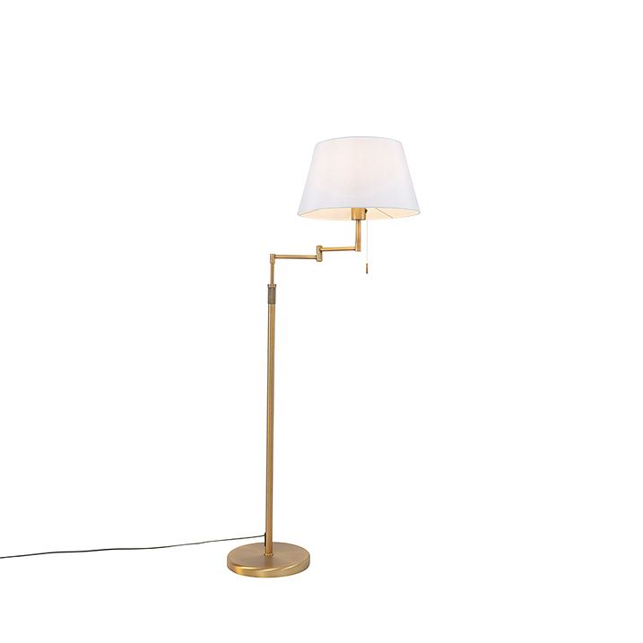 Lámpara pie bronce pantalla blanca brazo orientable - LADAS DELUXE