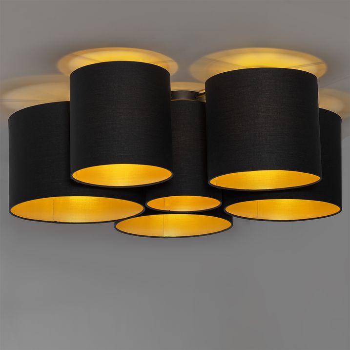 Plafón negro con interior dorado 6 luces - Multidrum