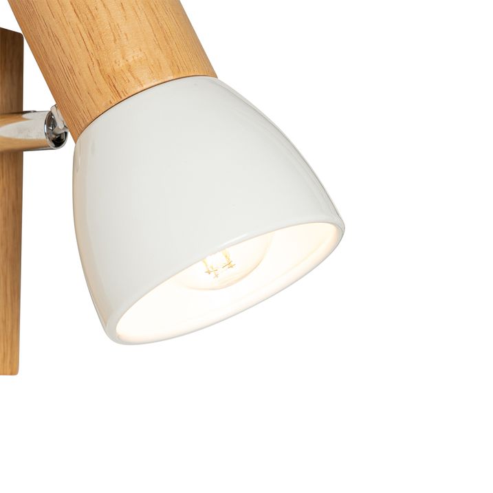 Aplique rústico de madera con blanco regulable - Thorin