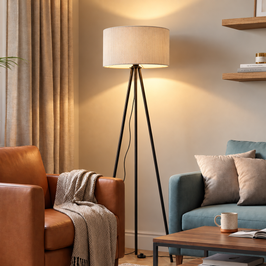 Moderne tripod vloerlamp taupe met velours kap - Luz