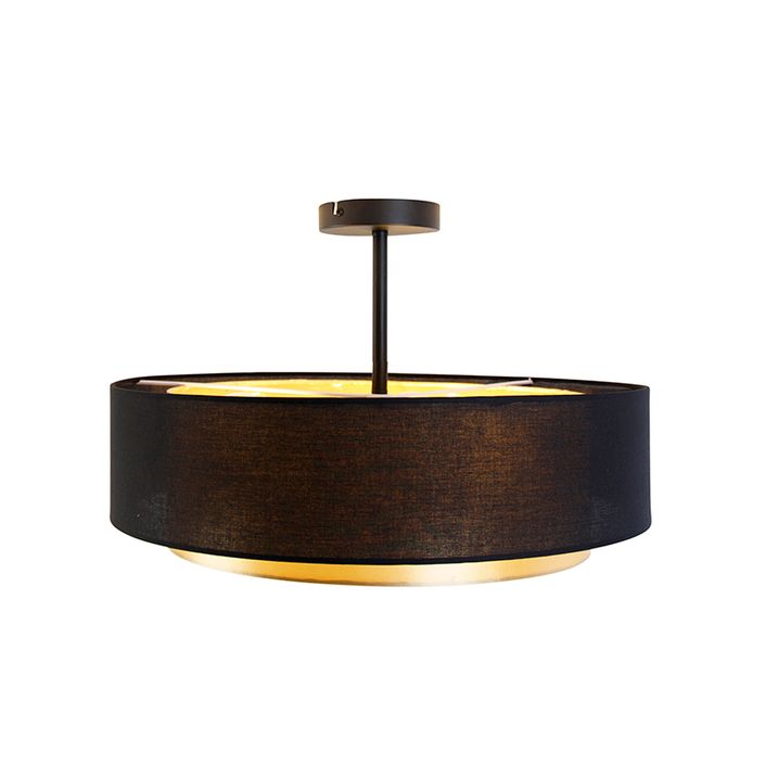 Moderna plafonska lampa crna sa zlatnom 50 cm 3 lampe - Drum Duo