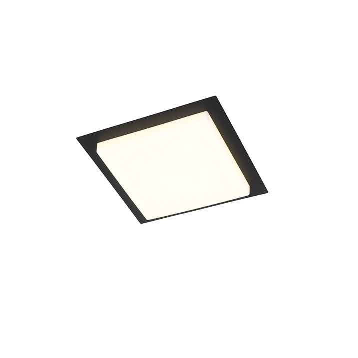 Plafonnier moderne noir carré avec LED IP44 - Lys