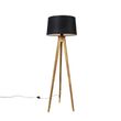 Rustikálny-trojnohý-vintage-drevený-s-tienidlom-z-ľanu-čierny-45-cm---Tripod-Classic