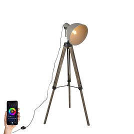 Pametna industrijska podna lampa sa tronošcem od drveta u sivoj boji sa WiFi A60 - Laos