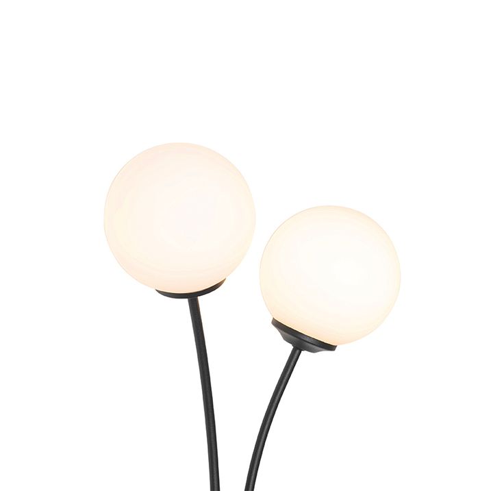 Moderná nástenná lampa čierna s opálovým sklom 2-svetlo - Atény