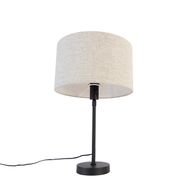 Lampa-stołowa-czarna-regulowana-z kloszem-w jasnoszarym-kolorze-35-cm---Parte