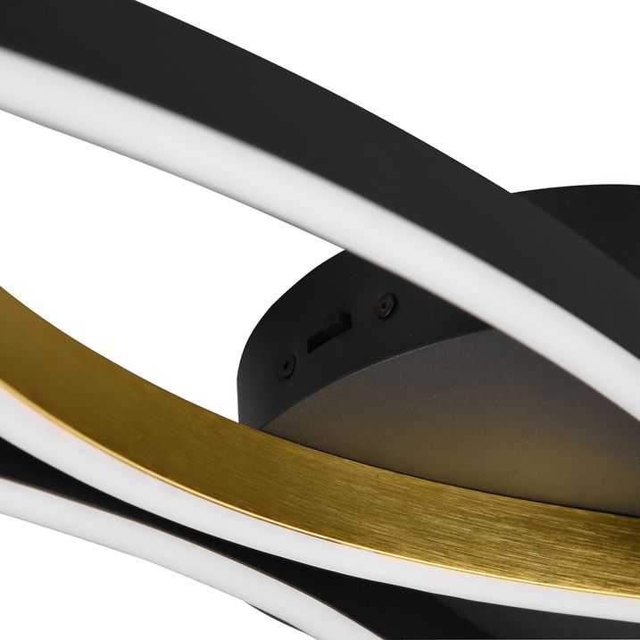 Design plafondlamp zwart met goud incl. LED dimbaar - Blaze