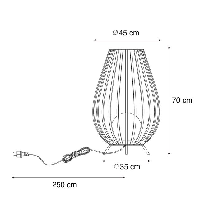 Dizajnerska podna lampa crna s opalnim staklom 70 cm - Angela