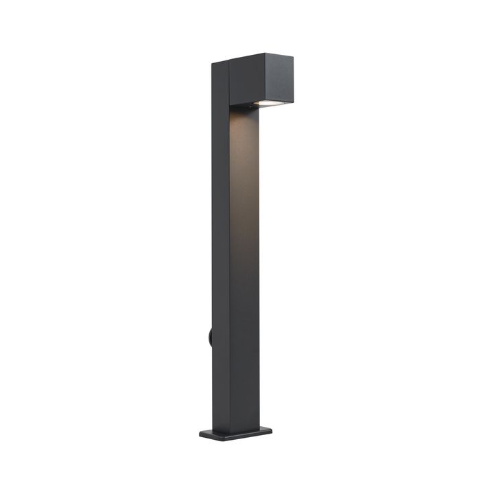Modernus lauko grindų šviestuvas juodas 65 cm su lizdu IP44 - Baleno