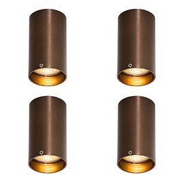 Set mit 4 modernen dunklen Bronzespots 5,5 cm - Tuba