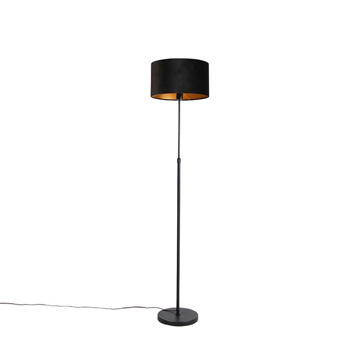 Podna lampa crna sa somotskom lampom crne boje sa zlatom 35 cm - Parte