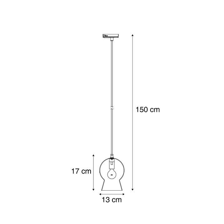 Retro hanglamp zwart met beige glas voor railsysteem 1-fase - Iconic Bell