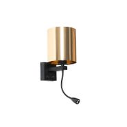 Applique-nera-con-braccio-flessibile-e-paralume-dorato-15-cm---Brescia