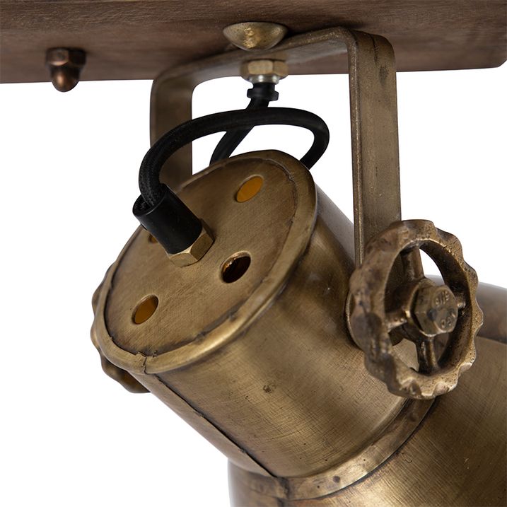 Stropní lampa bronzová 2-světlo se dřevem - Mangoes