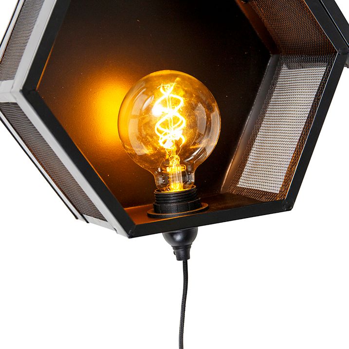 Priemyselná nástenná lampa čierna - Comb gaze
