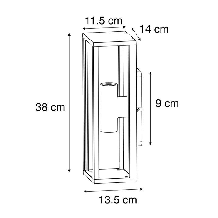 Candeeiro de parede industrial preto 38 cm 2-luzes IP44 - Charlois