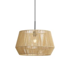 Hanglamp zwart met beige papieren touw kap 50/50/30 - Combi 1