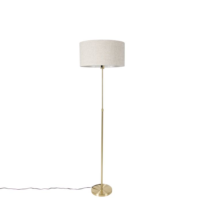 Floor Lamp Adjustable Gold with Light Grey Lampshade 50 cm - Parte