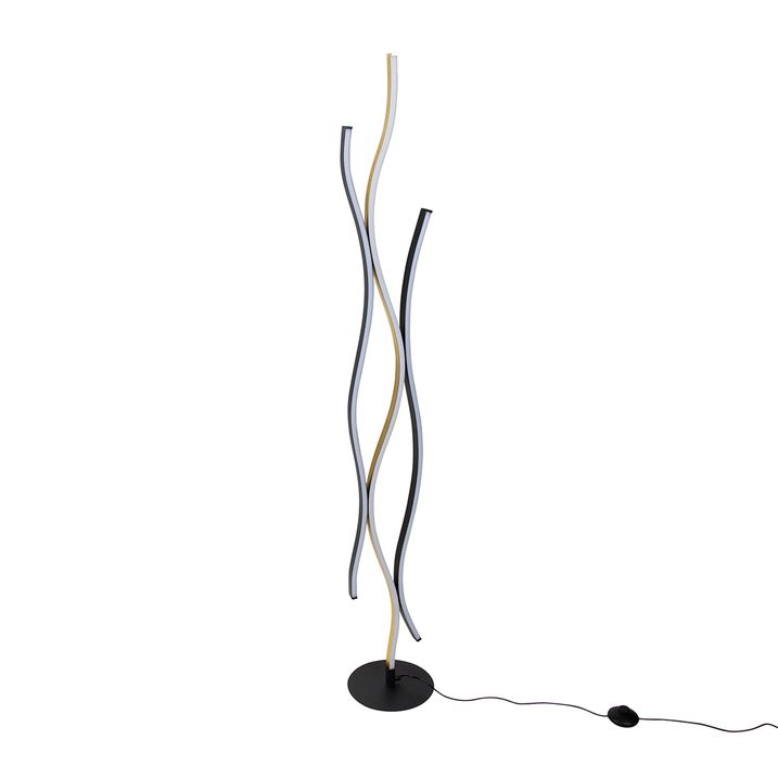 Designová stojací lampa černá se zlatou vč. stmívatelné LED - Blaze