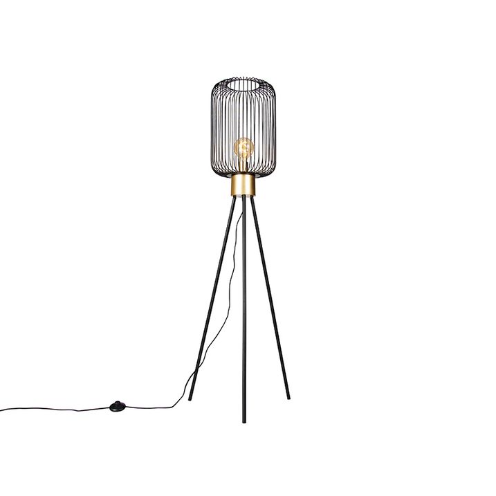 Dizajnerska podna lampa crna sa zlatnom - Mayelle