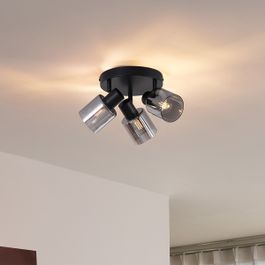 Moodne laelamp must suitsuklaasist ümmargune 3-valgustiga - Cilin