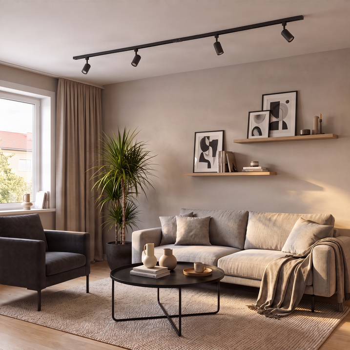 Sistema de iluminação de trilho monofásico moderno com 4 focos preto - Iconic Jeana