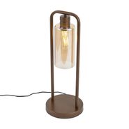 Hotel-Chique-tafellamp-donker-brons-met-amber-glas---Stavelot