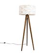 Drvena-podna-lampa-sa-bež-i-belim-prugastim-abažurom-50cm---Tripod-Classic