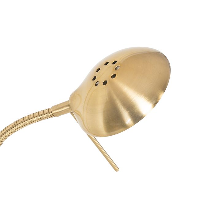 Lampadaire moderne doré avec bras de lecture avec LED et variateur - Divo