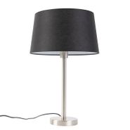 Moderne-tafellamp-staal-met-zwarte-kap-35-cm---Simplo