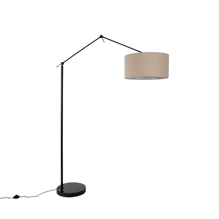 Stojaca lampa čierna so svetlohnedým tienidlom 50 cm nastaviteľná - Editor
