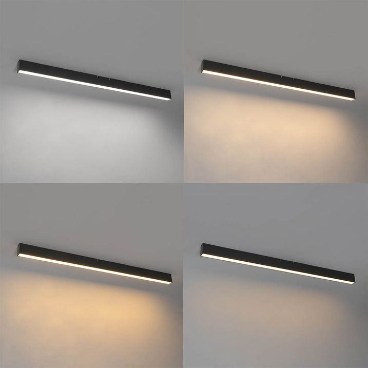 Plafonieră neagră incl. LED cu 3 trepte de intensitate reglabilă 2700-4000K cu comutator DIP - Keane