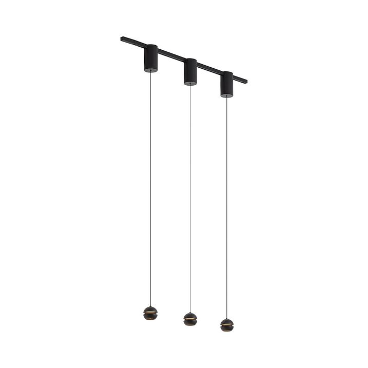 Moderne skinnesystem med 3 Easylift pendellamper svart 1-fase - Slimline Tira