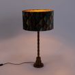 Tafellamp-brons-met-velours-lampenkap-blad-dessin-met-gouden-binnenkant---Pisos