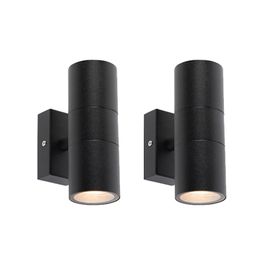 Set of 2 Outdoor Wall Lamps Black IP44 - Duo