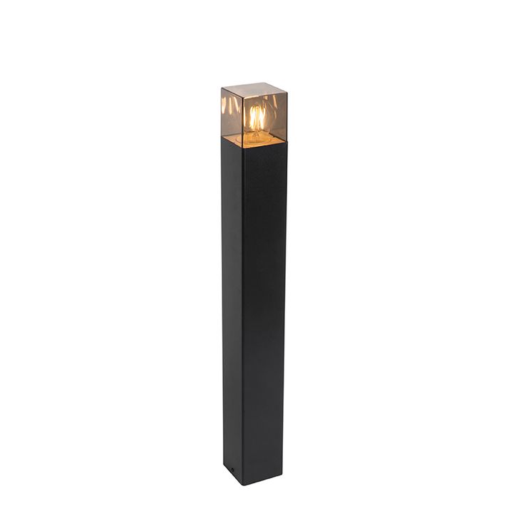 Buitenlamp zwart met smoke glas met grondpin en kabelmof 70cm IP44 - Denmark