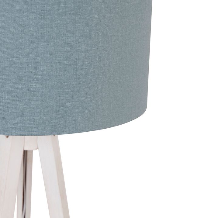 Stojací lampa stojan bílá s světle modrým stínítkem 50 cm - Tripod Classic