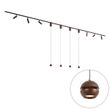 Moderne-skinnesystem-med-6-spots-og-4-pendellamper-Easylift-mørk-bronze-1-faset---Slimline-Uzzy-Tira