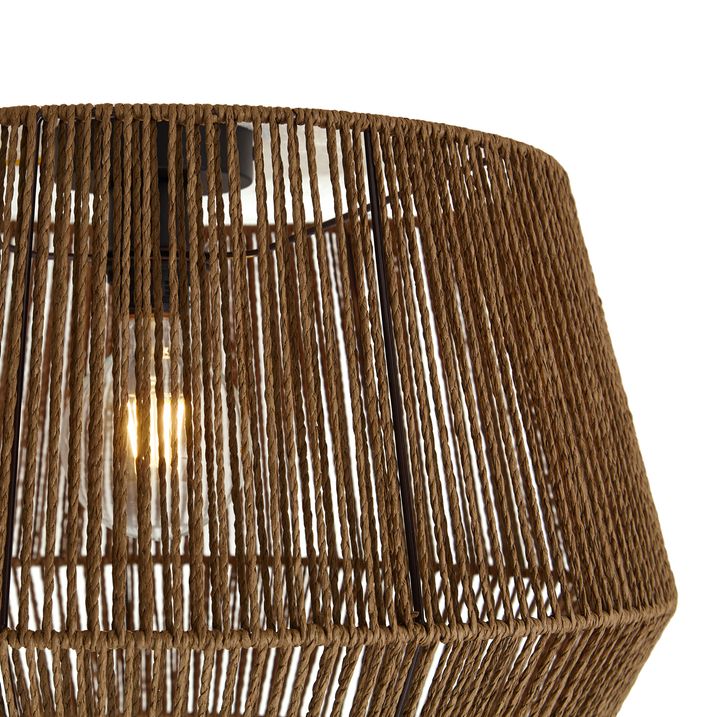 Sort loftslampe med brun papirskærm 50/50/30 - Combi