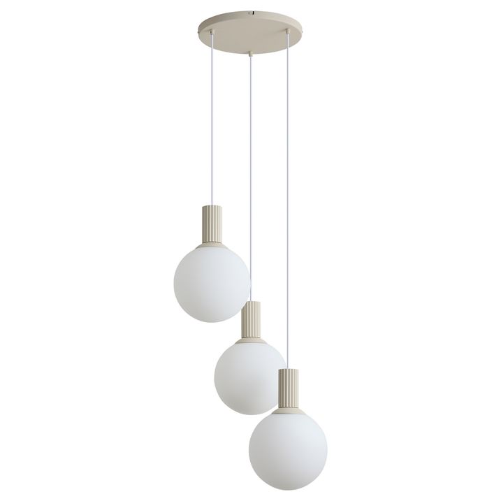 Skandinavska viseća lampa bež sa opalnim staklom 3-svetla - Polly