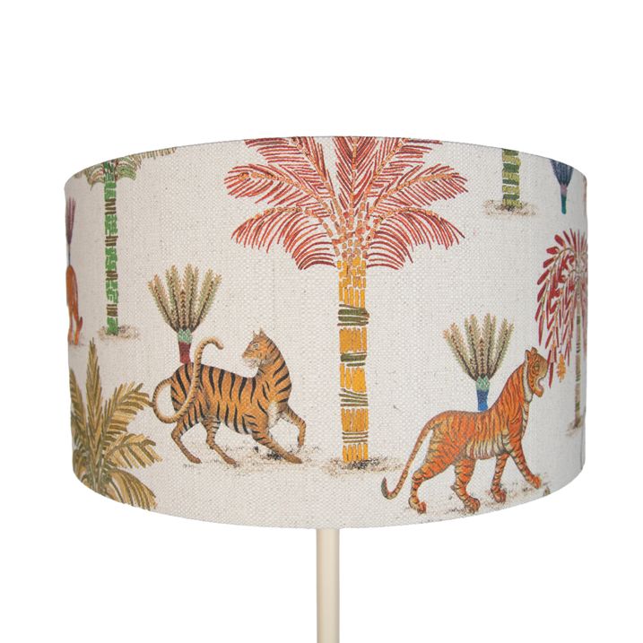 Japandi golvlampa beige med flerfärgad lampskärm med djurmönster 50 cm - Simplo